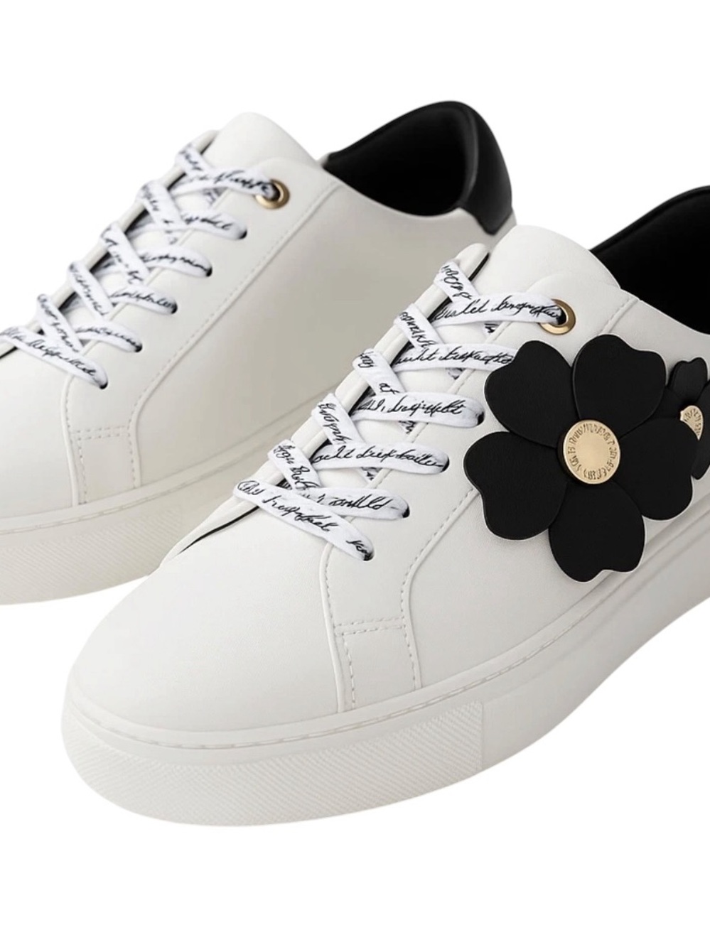 Karl Lagerfeld Paris White Floral Embellished Platform Sneakers NWOB Sz 8.5